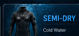Semi-dry suit for cold water scuba diving